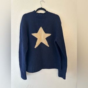 Polo Ralph Lauren Sweater Jumper Star Knit Wool Navy Vintage Rare Pre Owned L